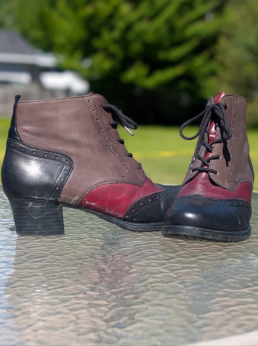 Remonte Women's Size 39 Multi-Color Lace-Up Block Heel Boots